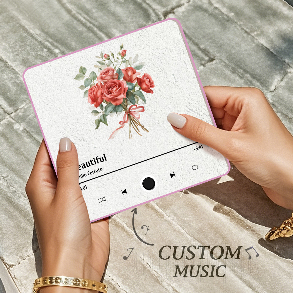 Personalisierter Fotoalbum-musik-kühlschrankmagnet. Blume. Individueller Musik-kühlschrankmagnet Pro - FotoSocken