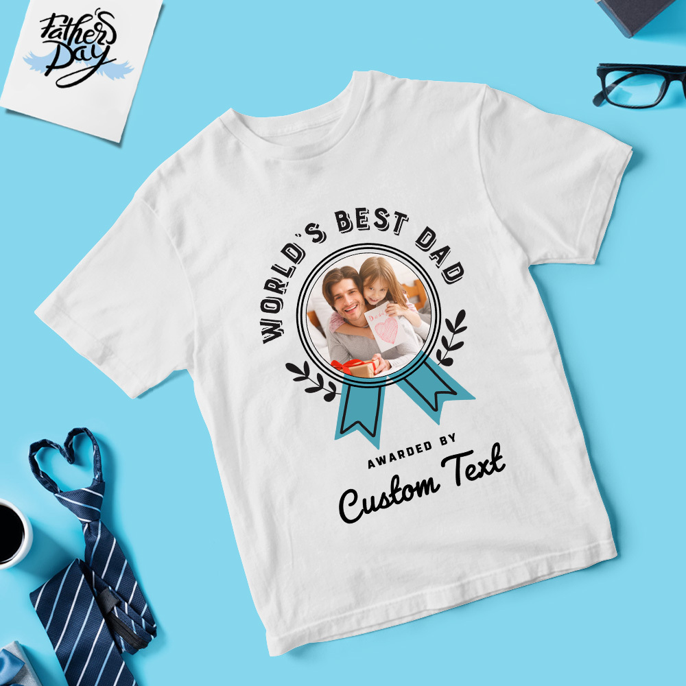 Personalisiertes Fotoshirt Mit Namen, Personalisiertes Papashirt, Weltbester Papa, Vatertagsshirt, Geschenk Für Vater - FotoSocken
