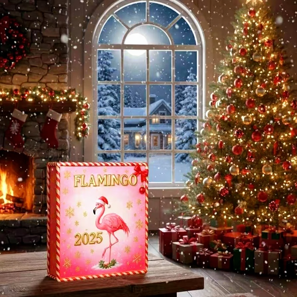 Flamingo-adventskalender 2025 – 2d-acryl-weihnachts-countdown-box Mit Rosa Flamingo, Tropisches Weihnachtsdekor-geschenk Für Mädchen Und Frauen - FotoSocken