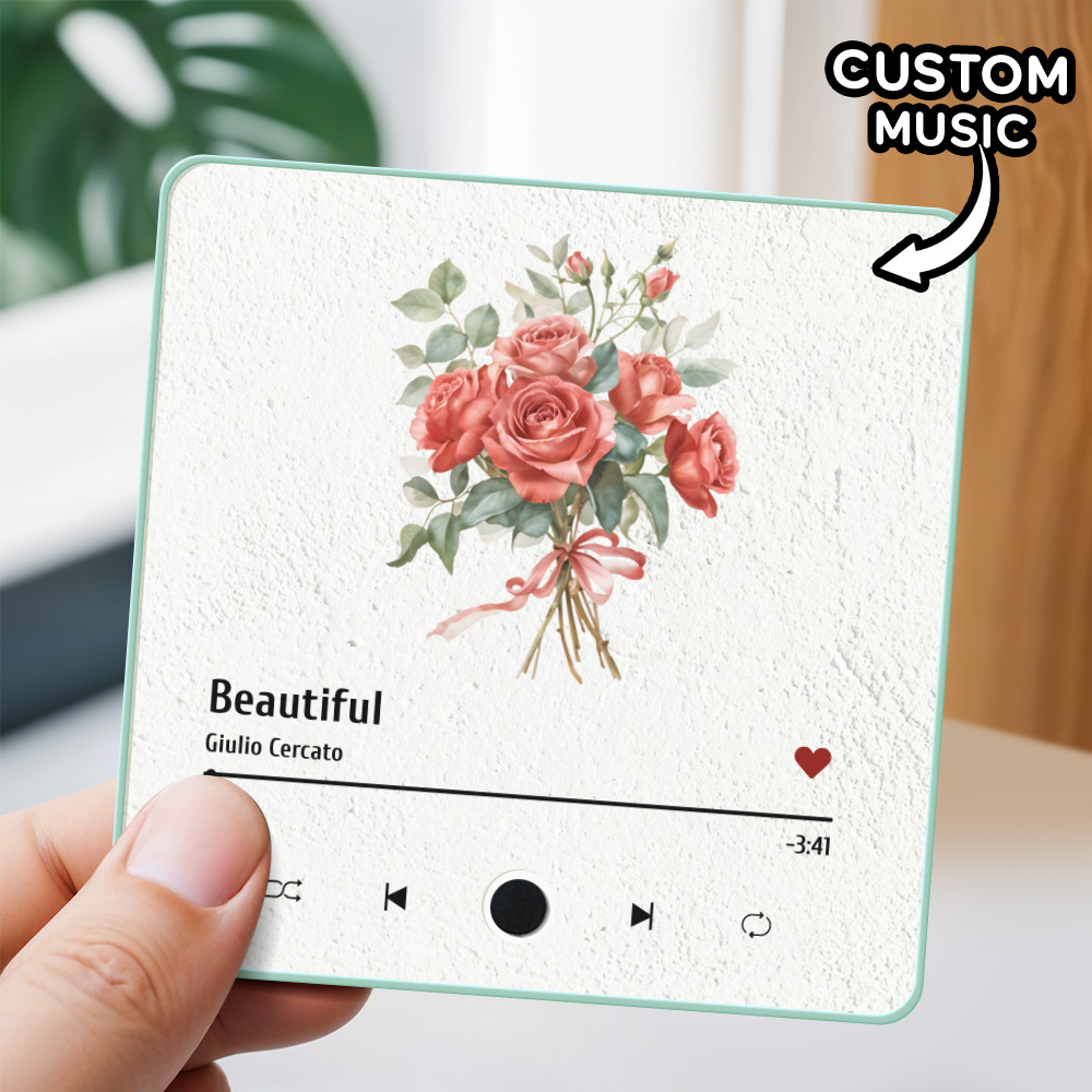 Personalisierter Fotoalbum-musik-kühlschrankmagnet. Blume. Individueller Musik-kühlschrankmagnet Pro - FotoSocken