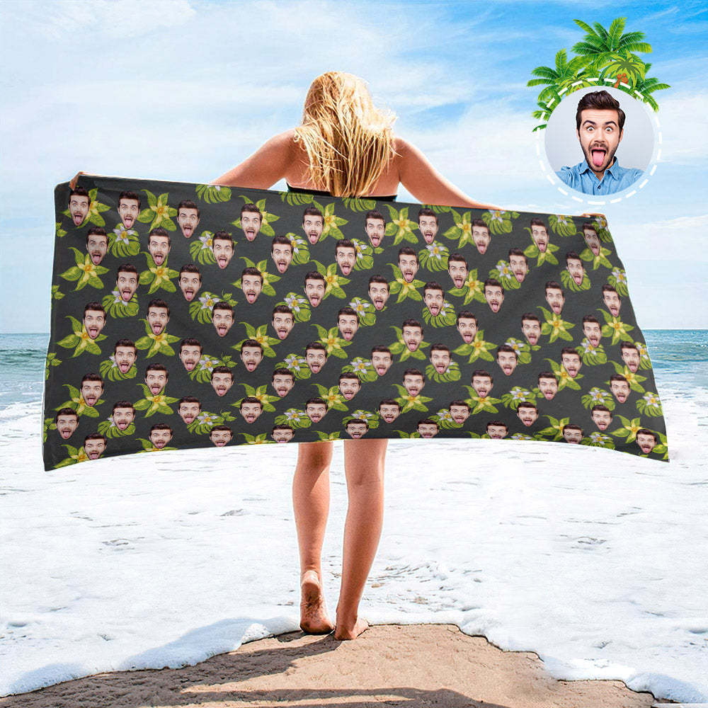 Strandtuch Mit Individuellem Gesicht, Individuelles Strandtuch Im Hawaiianischen Stil, Lustiges Geschenk - FotoSocken