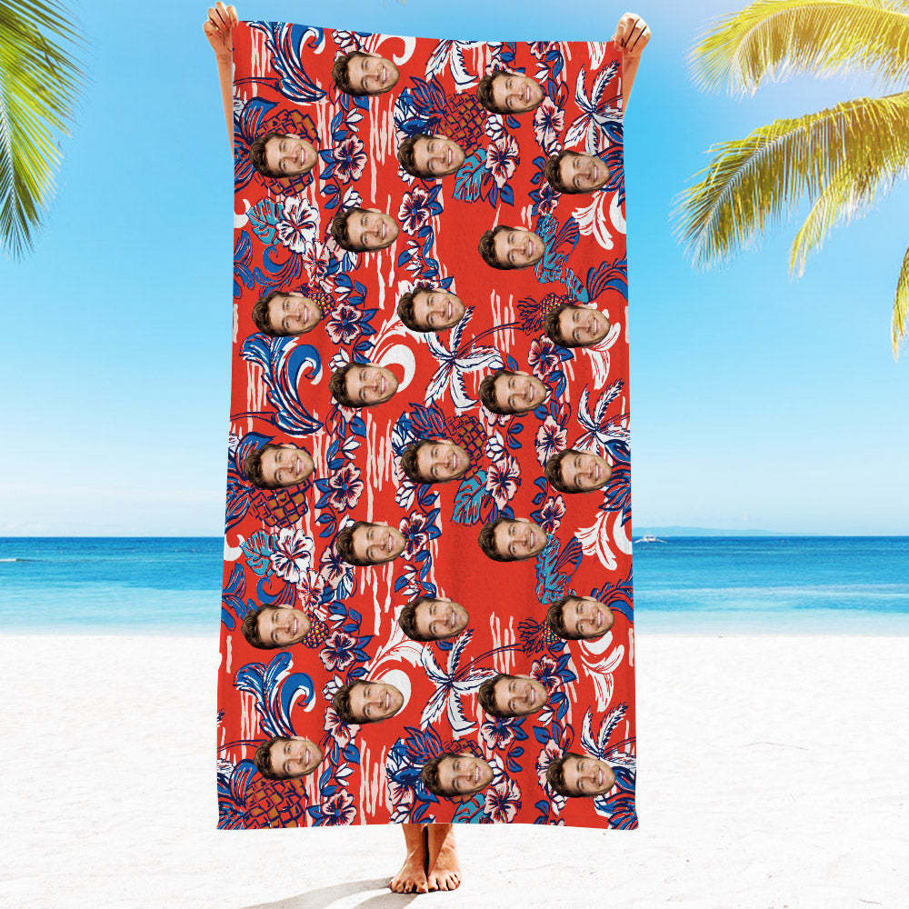 Strandtuch Mit Individuellem Gesicht, Strandtuch Im Hawaiianischen Stil, Lustige Geschenkideen - FotoSocken