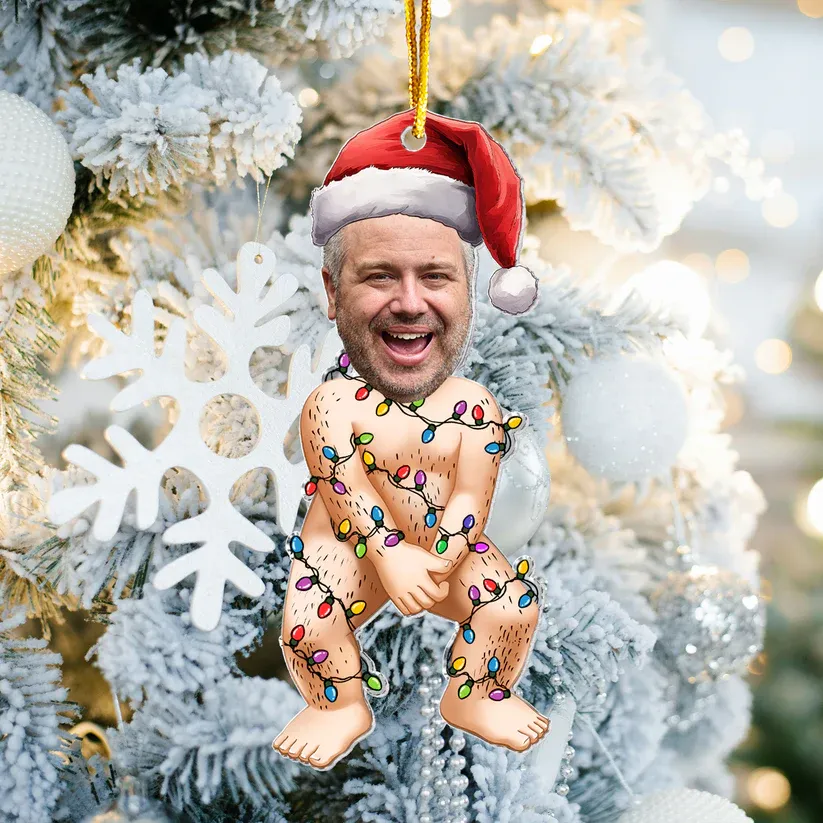 Lustige Individuelle Foto-weihnachts-led-lichter – Personalisiertes Acryl-fotoornament