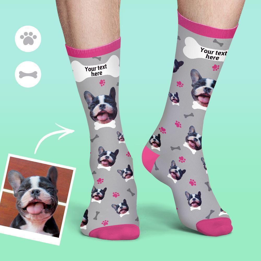 Personalisierte Socken Benutzerdefinierte Fotosocken Hund Foto Socken mit Ihrem Text - Schwarz