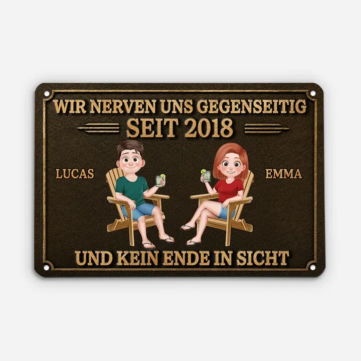 [3D-Druckeffekt] Wir Nerven Uns Gegenseitig – Personalisierte Geschenke Für Paare | Cartoon-Blumen-Türschild - FotoSocken