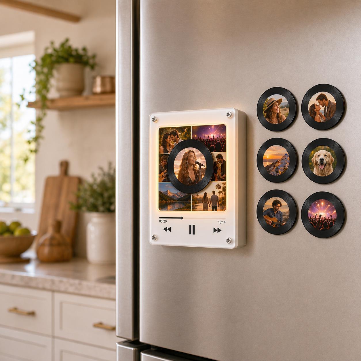 Personalisierter Kühlschrankmagnet Mit Schallplattenmotiv – Magnet Mit Individuellem Foto Und Musikwiedergabe, Retro-Musik-Wanddeko, Geschenk Für Paare Und Familien - FotoSocken