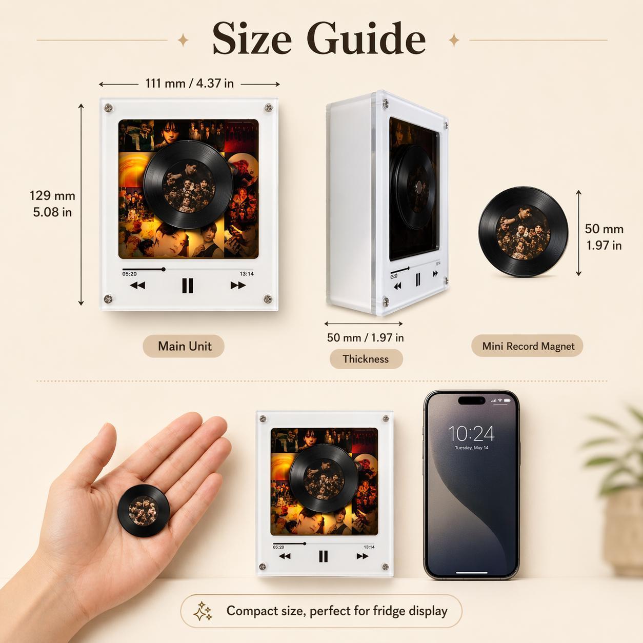 Personalisierter Kühlschrankmagnet Mit Schallplattenmotiv – Magnet Mit Individuellem Foto Und Musikwiedergabe, Retro-Musik-Wanddeko, Geschenk Für Paare Und Familien - FotoSocken