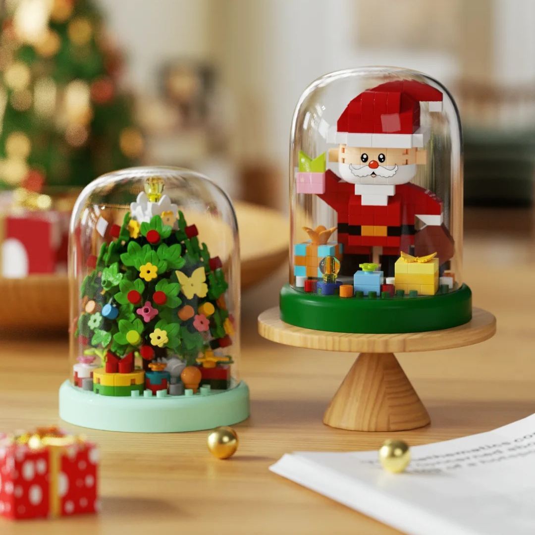 Weihnachts-mini-bauset: Kuppeldekoration – Weihnachtsmann & Baum Zum Selberbauen