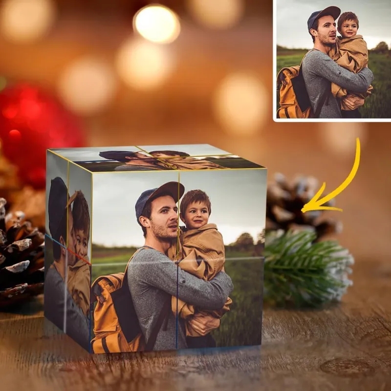 Kundenspezifischer Fotowürfel Unendlich Faltender Fotowürfel Personalisierte Geschenke Geschenke zum Vatertag