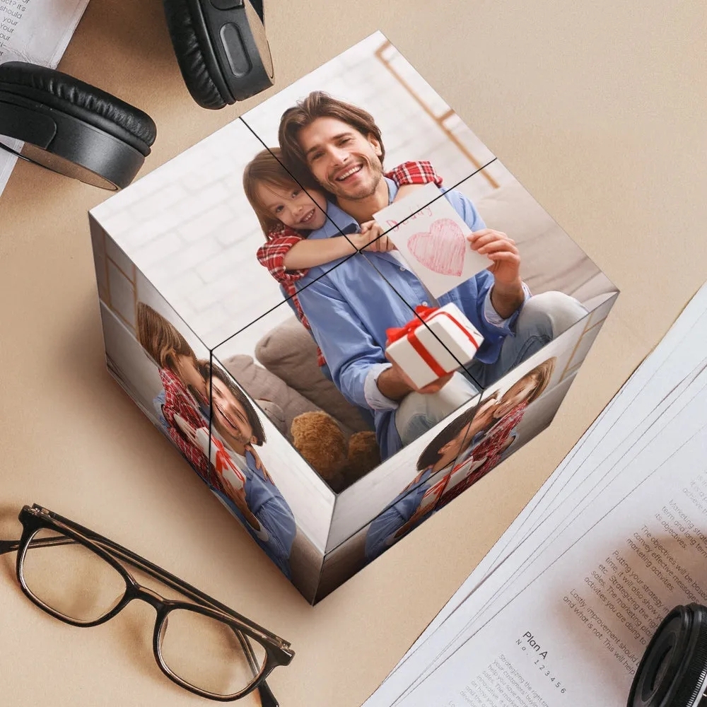 Geschenke zum Vatertag Kundenspezifischer Fotowürfel Unendlich Faltender Fotowürfel Personalisierte Geschenke