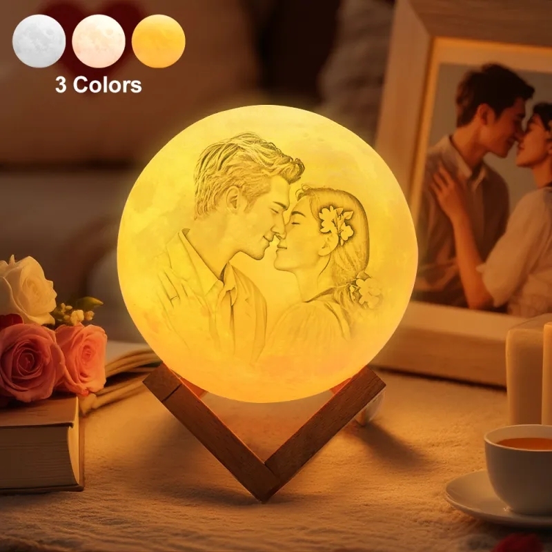 Foto-mondlampe, Individuelles 3d-fotolicht, Kreatives Geschenk 10 Cm-15 Cm Verfügbar