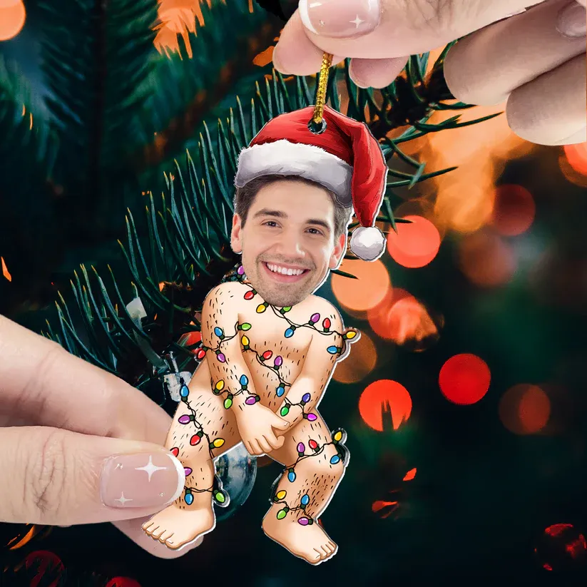 Lustige Individuelle Foto-weihnachts-led-lichter – Personalisiertes Acryl-fotoornament