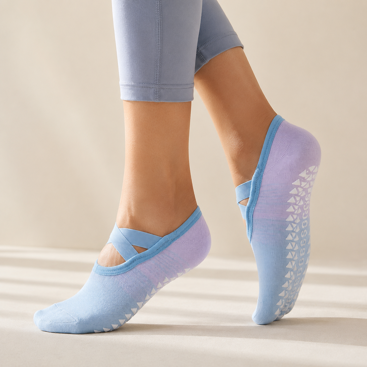Niedrig Geschnittene Yoga-Griffsocken Mit Kreuzgurten, Rutschfeste Pilates-Griffsocken, Silikon-Griffsocken Mit Voller Sohle Für Damen-Fitness - FotoSocken