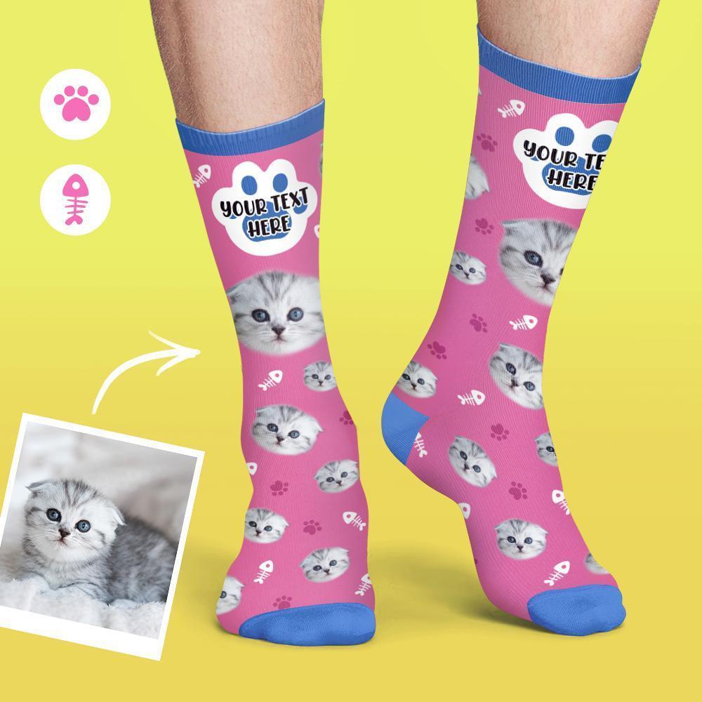 Personalisierte Socken Benutzerdefinierte Fotosocken Hund Foto Socken mit Ihrem Text Katze Socken