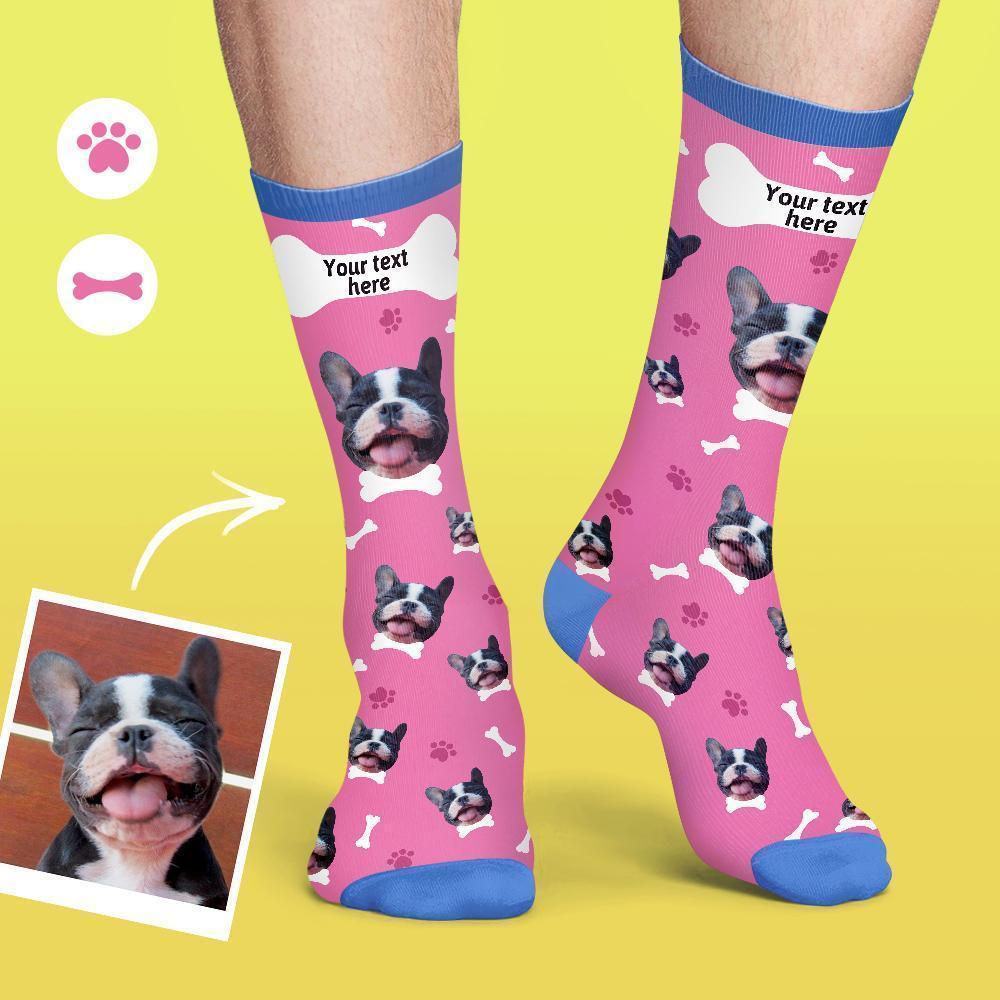 Personalisierte Socken Benutzerdefinierte Fotosocken Hund Foto Socken mit Ihrem Text - Schwarz