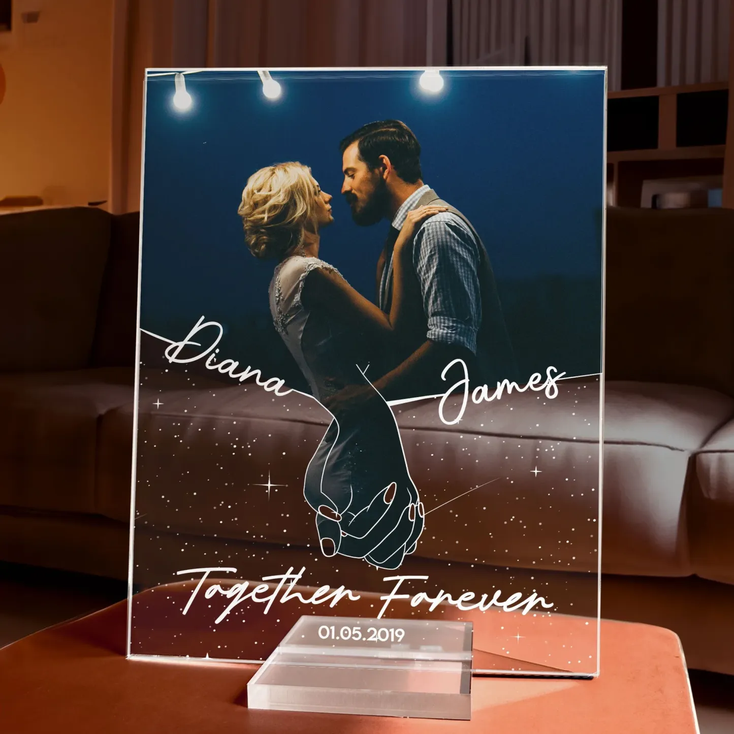 Personalisiertes Foto-acrylschild Für Paare, Die Sich An Den Händen Halten - FotoSocken