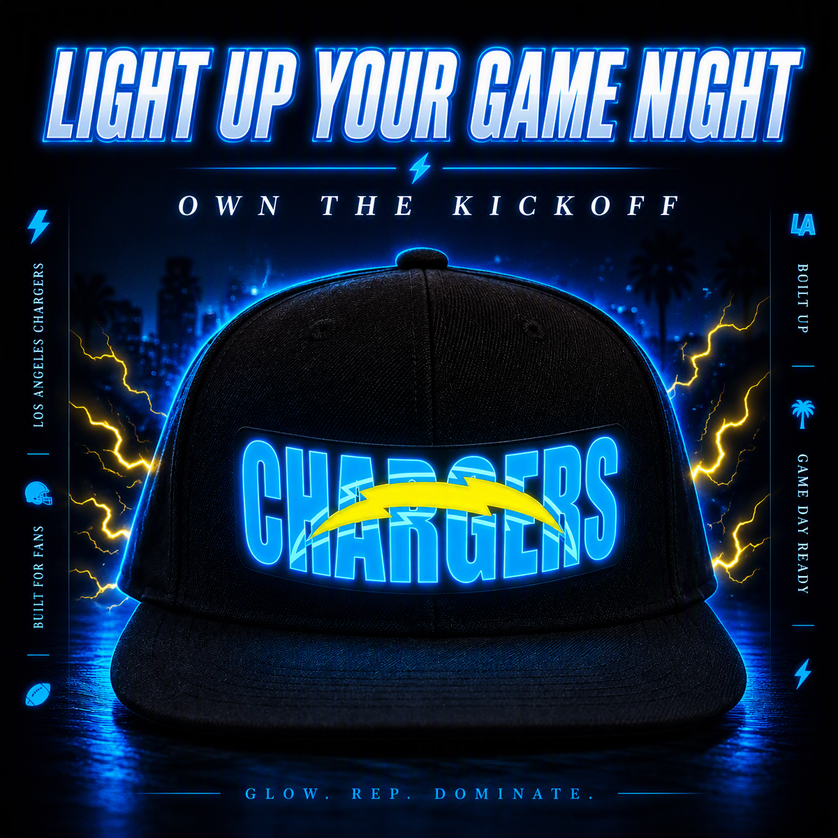 Fußball-Fan-Snapback-Kappe Mit Hellblauer LED-Beleuchtung - FotoSocken