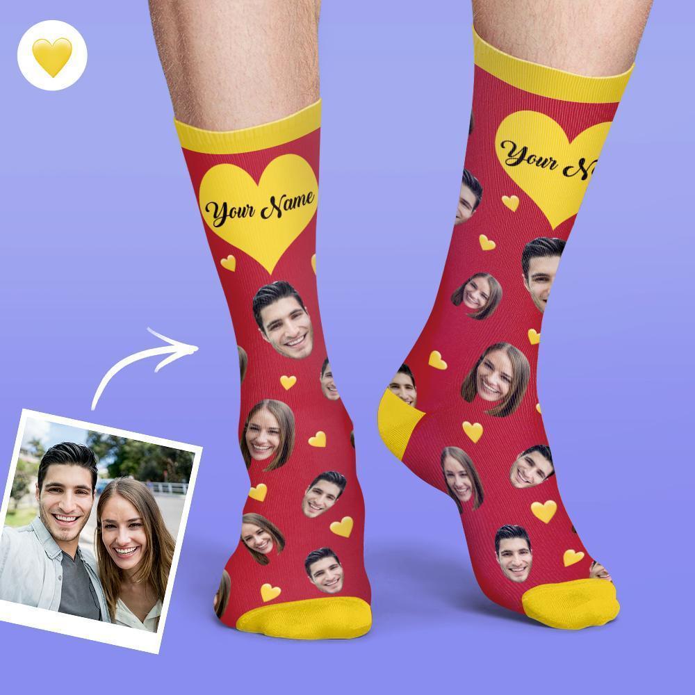 Personalisierte Socken Benutzerdefinierte Fotosocken Hund Foto Socken mit Ihrem Text Herz Socken