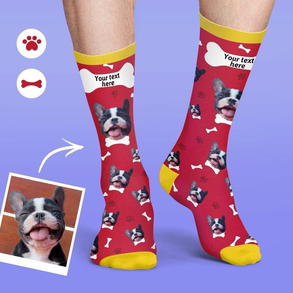 Personalisierte Socken Benutzerdefinierte Fotosocken Hund Foto Socken mit Ihrem Text - Schwarz