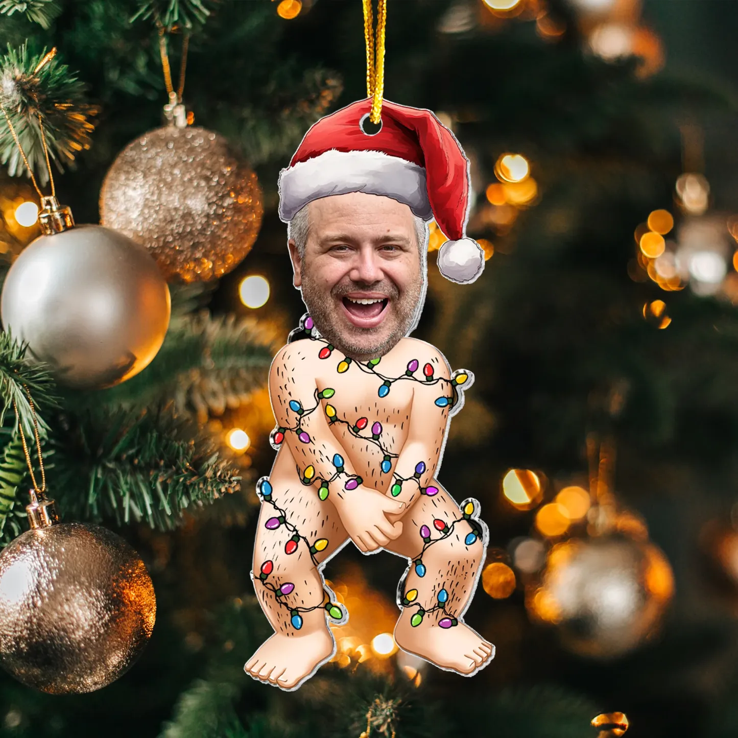 Lustige Individuelle Foto-weihnachts-led-lichter – Personalisiertes Acryl-fotoornament