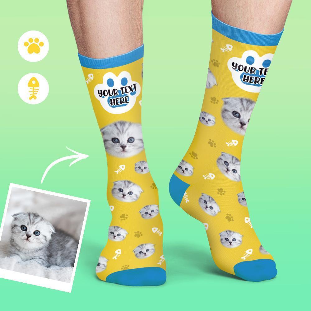 Personalisierte Socken Benutzerdefinierte Fotosocken Hund Foto Socken mit Ihrem Text Katze Socken