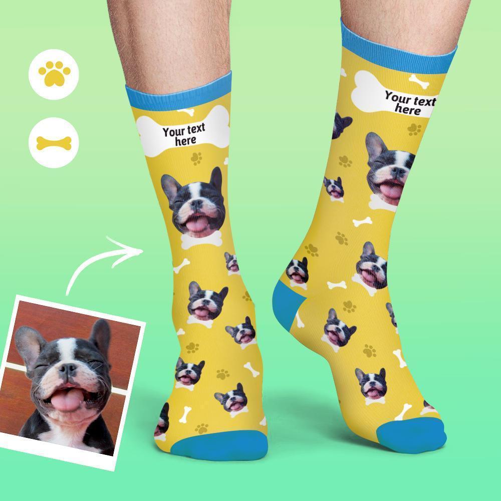 Personalisierte Socken Benutzerdefinierte Fotosocken Hund Foto Socken mit Ihrem Text - Rauchig blau