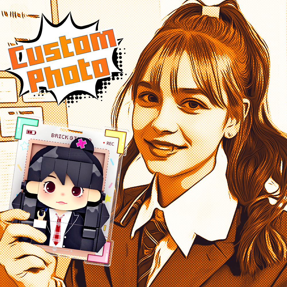 Gepersonaliseerde Baksteenfiguur Koelkastmagneten Polaroid Stijl Cadeau Koelkastmagneet Cadeau Voor Vriendin Vriendje - SokkenFoto