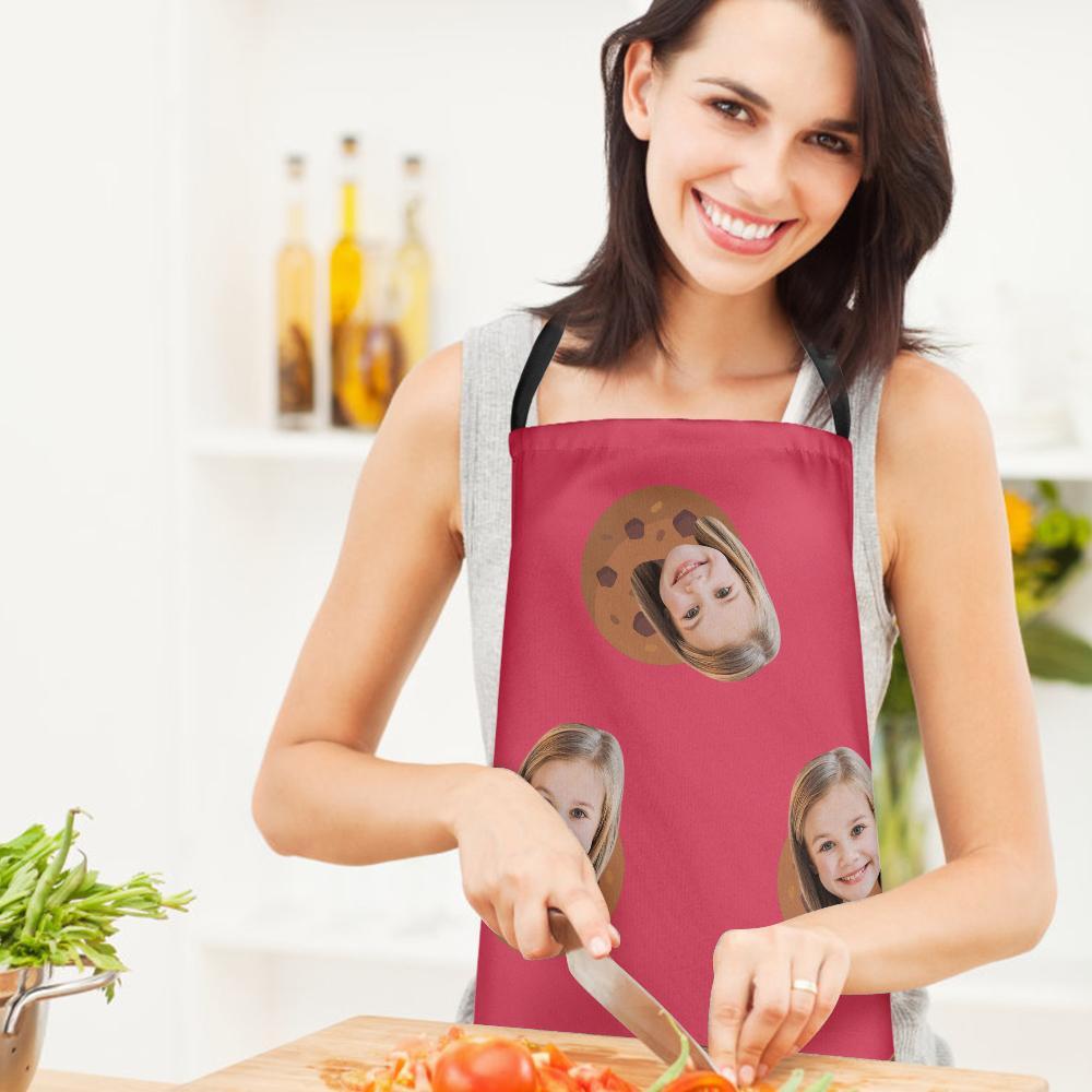 Aangepaste Gezicht Keukenschort Koekjes Patroon Thema Koken Chef Keukenaccessoires