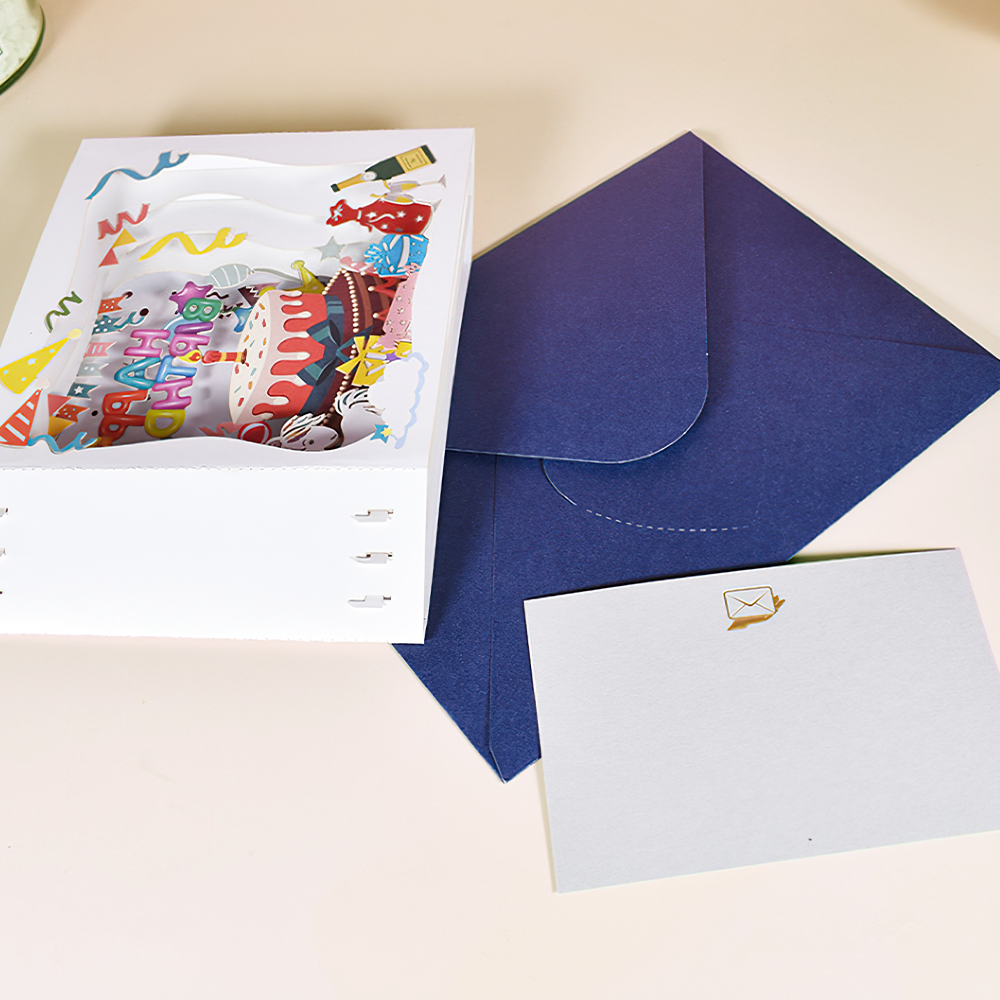 Gefeliciteerd 3D-Pop-Up Kaart Papier Tekenfilm Wenskaart - Kleine Beer Taart