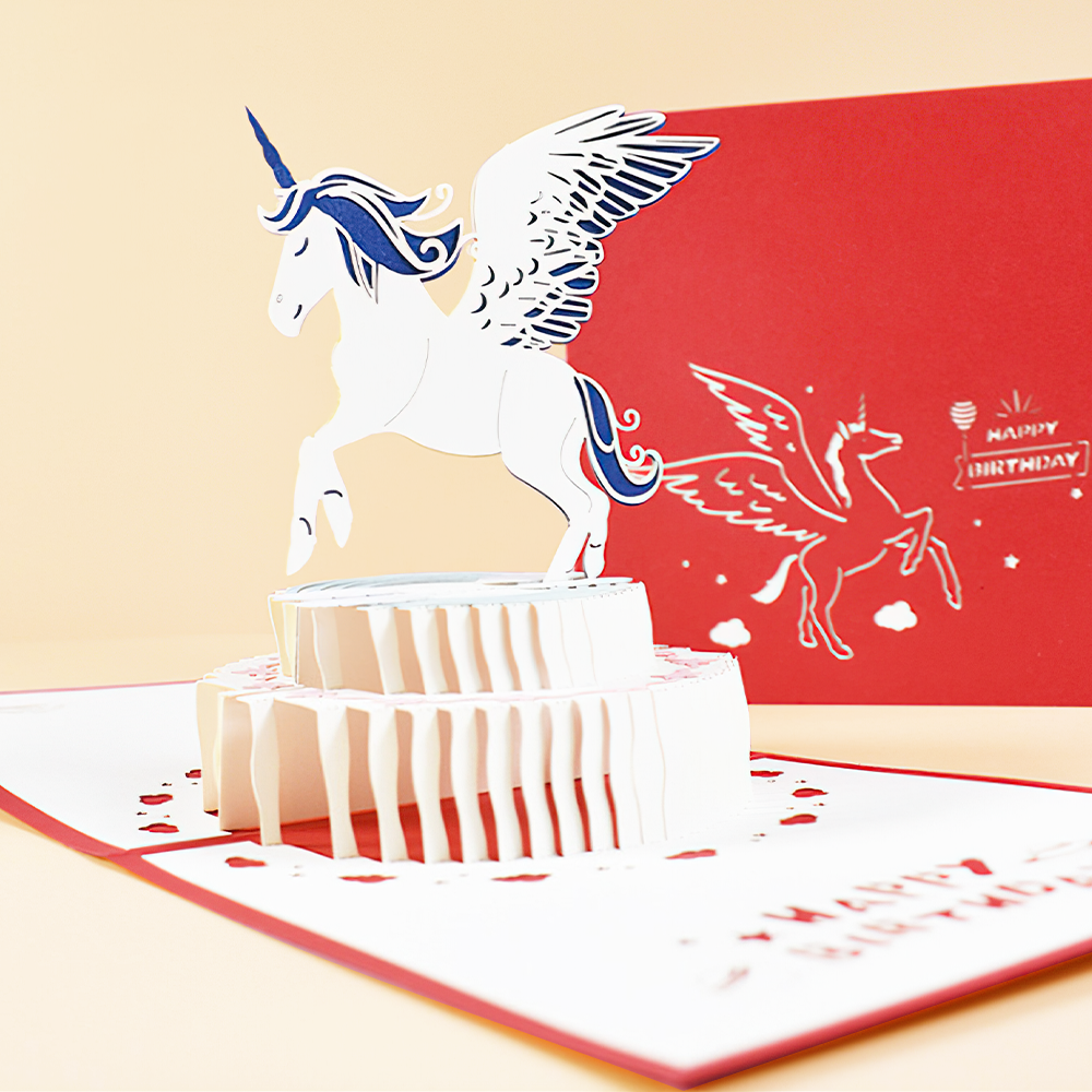 Gefeliciteerd 3D-Pop-Up Kaart Papier Tekenfilm Wenskaart - Kleine Beer Taart