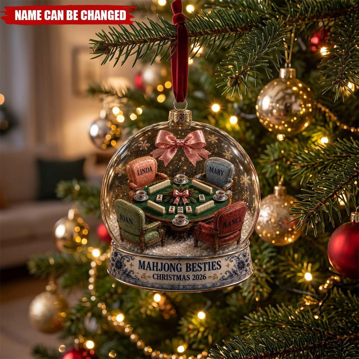 Gepersonaliseerde Mahjong Besties Kerst Ornament Aangepaste Vriendschap Game Night Holiday Decor 2026 Cadeau Voor Vrienden - SokkenFoto