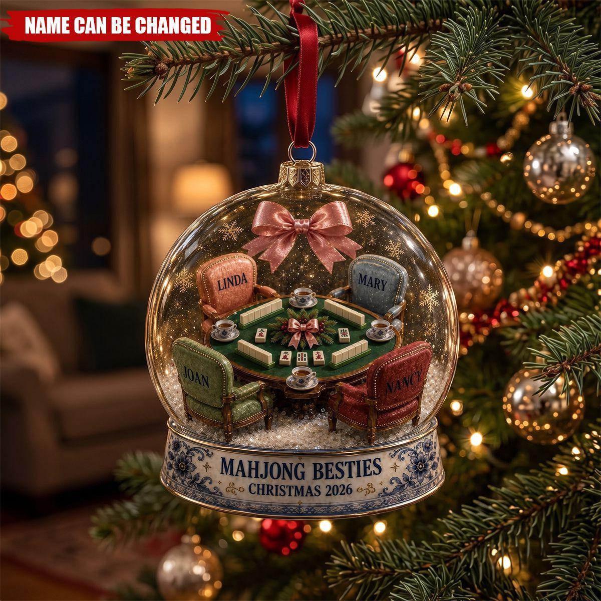 Gepersonaliseerde Mahjong Besties Kerst Ornament Aangepaste Vriendschap Game Night Holiday Decor 2026 Cadeau Voor Vrienden - SokkenFoto