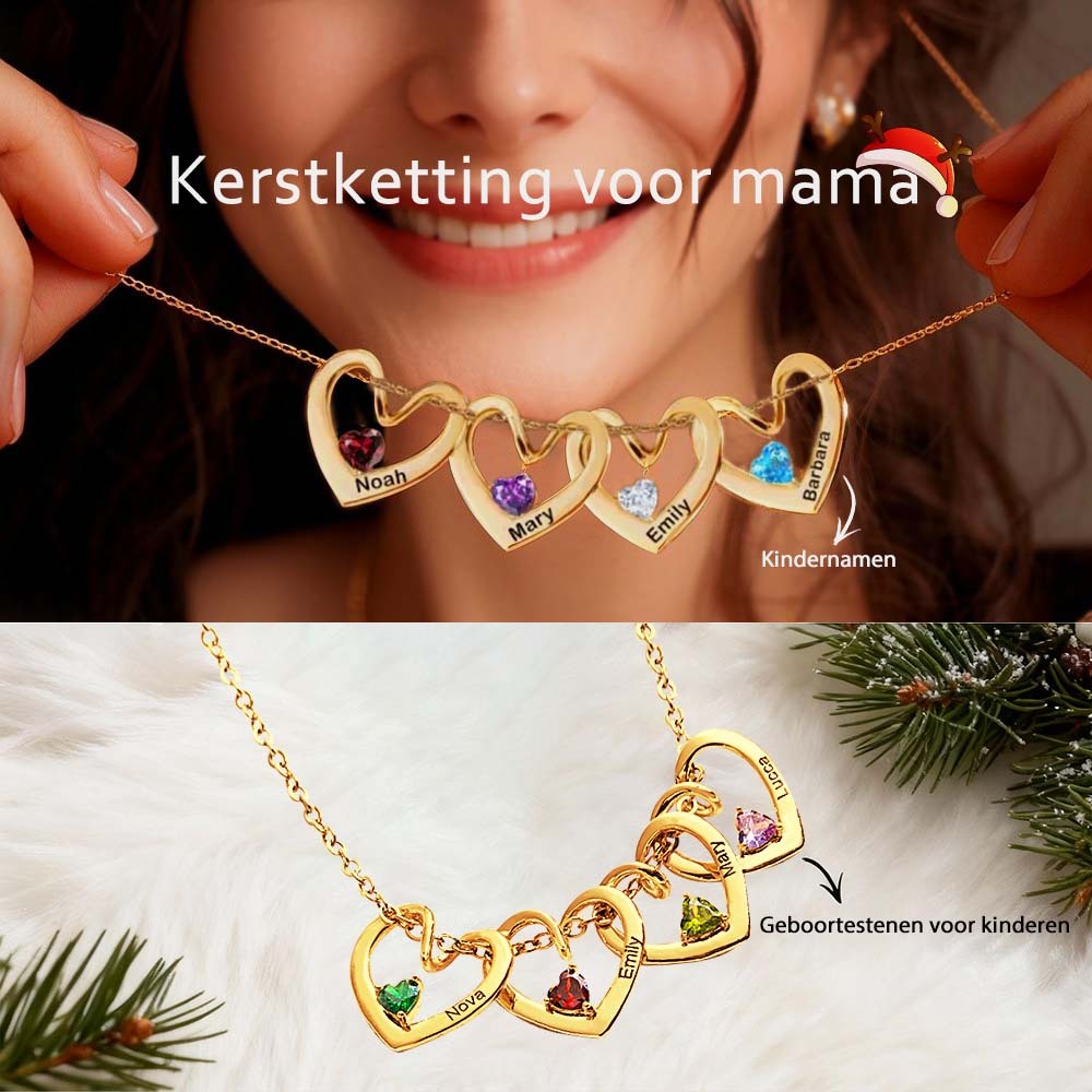 Gepersonaliseerde Hartvormige Geboortesteenketting Voor Moeder En Oma