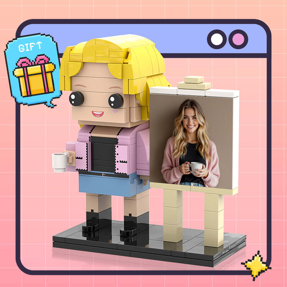 Full Body Aanpasbare 1 Persoon Aangepaste Baksteen Met Framefiguren Kleine Deeltjesblok Speelgoed Brick Me Figuren Cadeaus Voor Haar - SokkenFoto