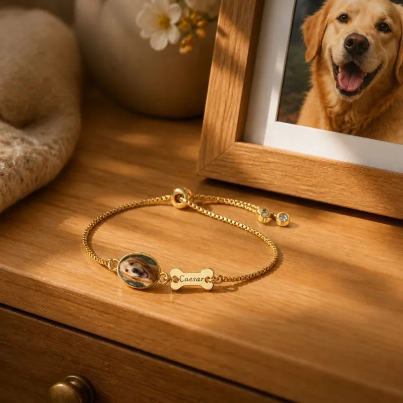 Gepersonaliseerde Huisdier Foto Armband, Aangepaste Naam Graveren & Huisdier Memorial Charme Sieraden, Kat Verlies Cadeau, Herinneren Huisdier