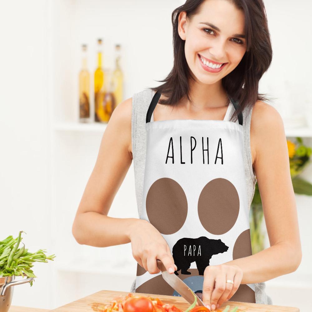 Aangepaste Gezicht Keukenschort Pootafdruk Patroon Gepersonaliseerde Schort