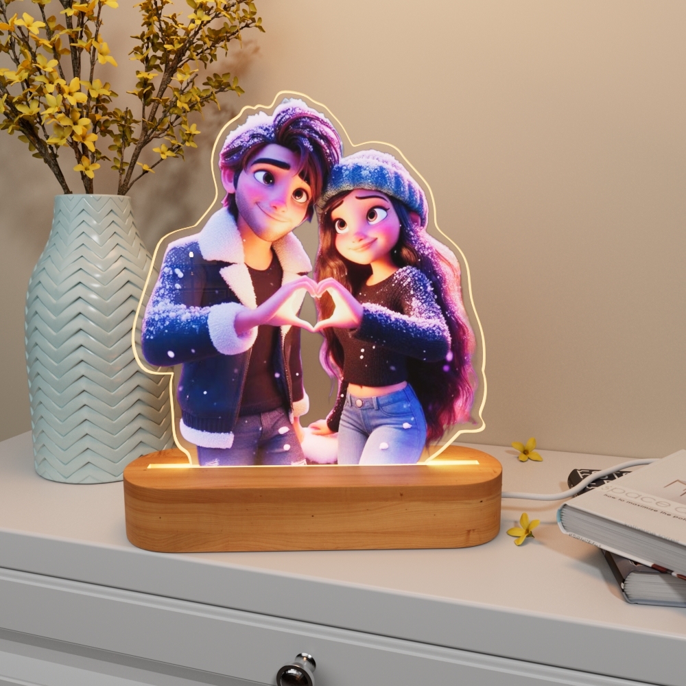 Gepersonaliseerde Cartoonstijl Foto Acryl Lichtbord - SokkenFoto