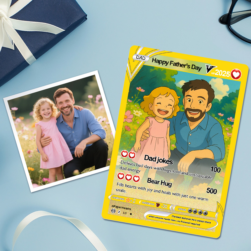 Gepersonaliseerde Poke-kaart, Cadeau Voor Papa, Vaderdagcadeau, Gepersonaliseerd Poke-cadeau Voor Koppels - SokkenFoto