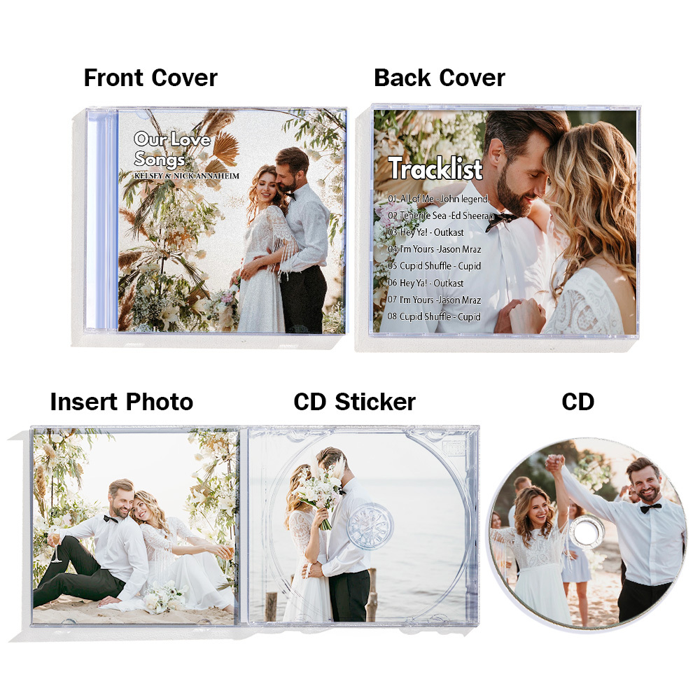 Aangepaste 10 Liedjes Cd & Jewel Case Met 5 Foto's Lied Cadeau Voor Cd-liefhebbers Cadeaus Voor Papa - SokkenFoto