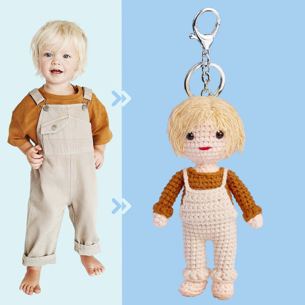 Op Maat Gehaakte Pop Gepersonaliseerde Geschenken Handgeweven Mini-lookalike Poppen - Schattige Kinderpop - SokkenFoto