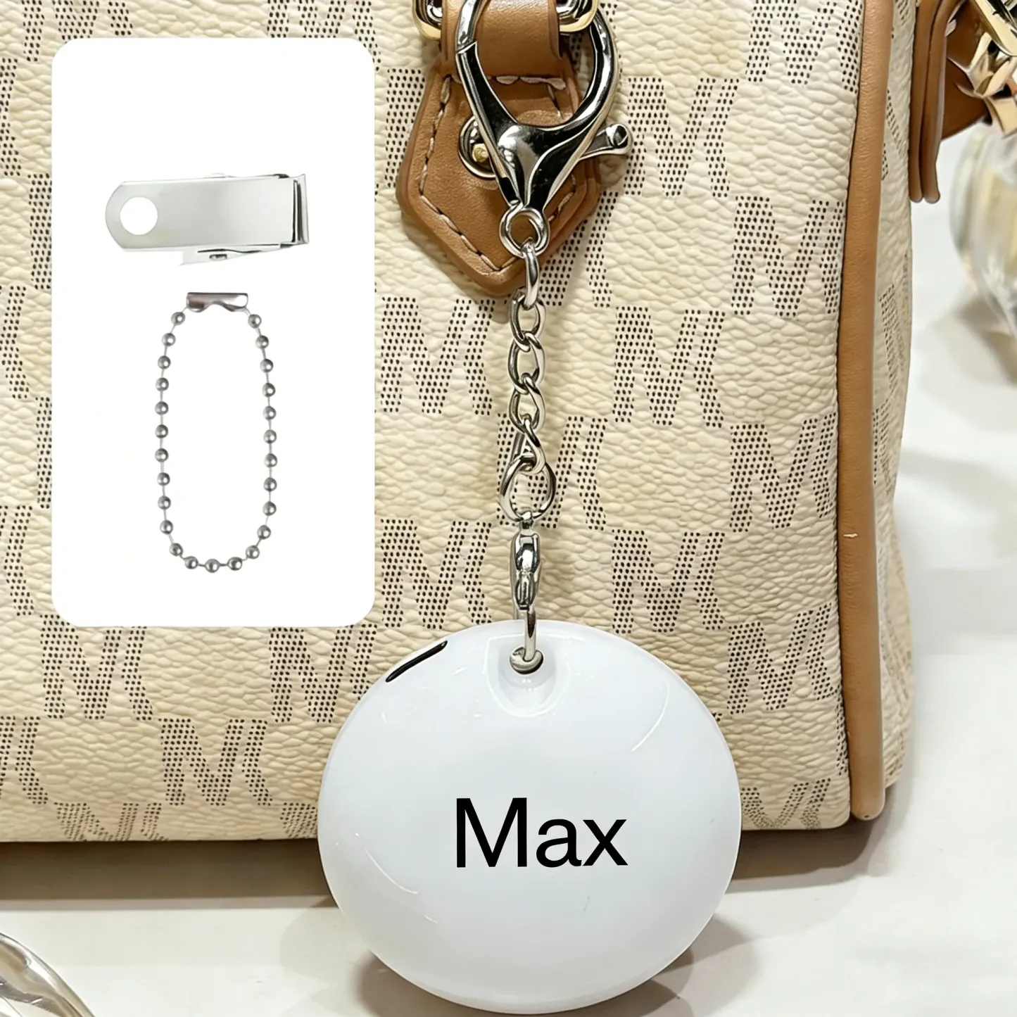 Schattige Sleutelhanger Met Kattenpootje, Oplaadbaar, Mini-tasbedeltje Met Dubbele Ketting, Wit Kattenpootje-design