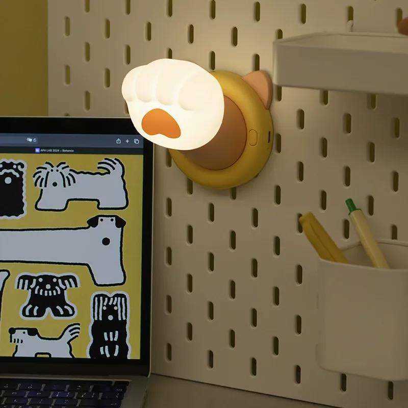 Siliconen Led-nachtlampje In Kattenpootvorm, 3 Instelbare Helderheidsniveaus, Warm En Praktisch Bureaulampje In Kattenpootvorm, Slaaplampje Voor De Slaapkamer