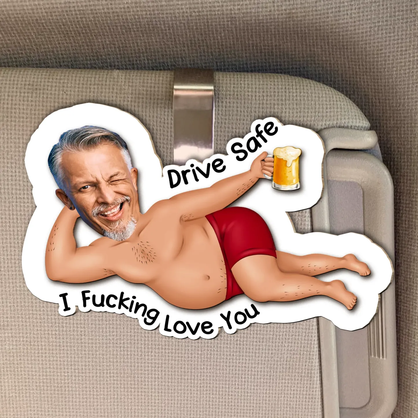 Gepersonaliseerde Foto Houten Autovizierclip Drive Safe I F*cking Love You - Grappige Valentijnsdagcadeaus Voor Man, Vrouw - SokkenFoto