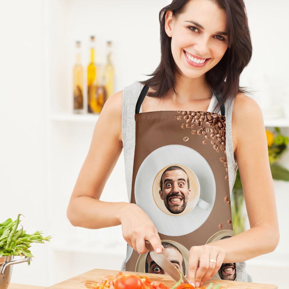 Aangepaste Gezicht Keukenschort Koffie Thema Schort
