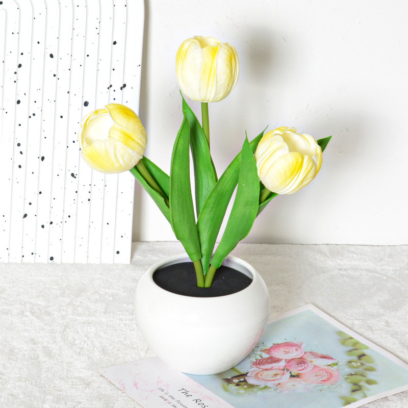 Led Tulp Nachtlampje Dimbaar Stekker Romantische Bloem Lamp Kunstmatige Bloem Moederdag Cadeau - SokkenFoto