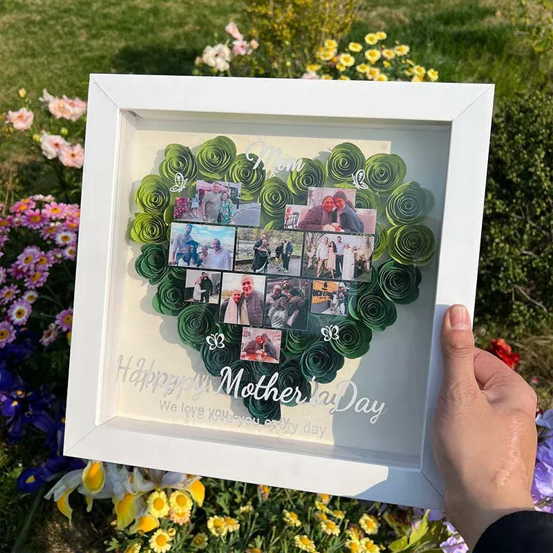 Gepersonaliseerde Moederdag Foto Bloemen Schaduwdoos - SokkenFoto
