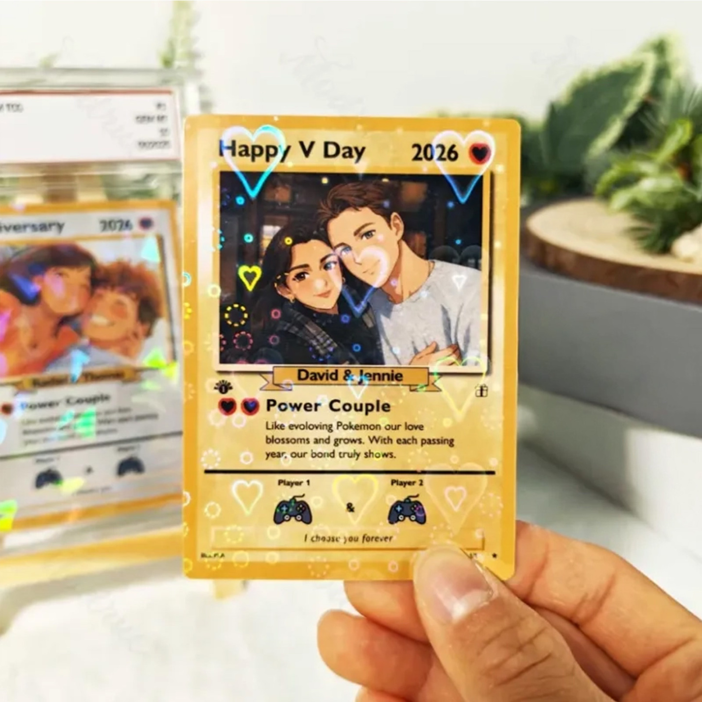 Gepersonaliseerde Valentijnskaart Voor Een Powerkoppel, Op Maat Gemaakte Jubileumkaart Met Foto Van Het Stel In Anime-stijl, Het Beste Valentijnscadeau Voor Je Geliefde - SokkenFoto