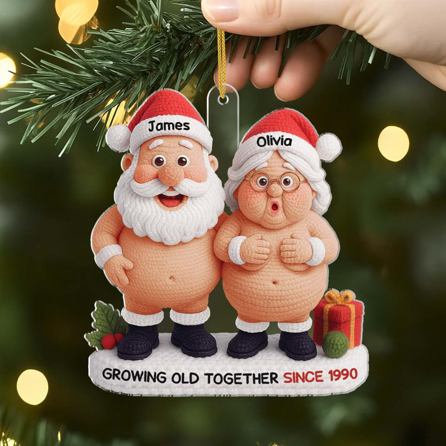 Aangepaste Grappige Houten Ornament - Gepersonaliseerde Verjaardag Kerst Huwelijksgeschenken Voor Man En Vrouw, Hem En Haar - Gezellige Kerst Met Jou - SokkenFoto
