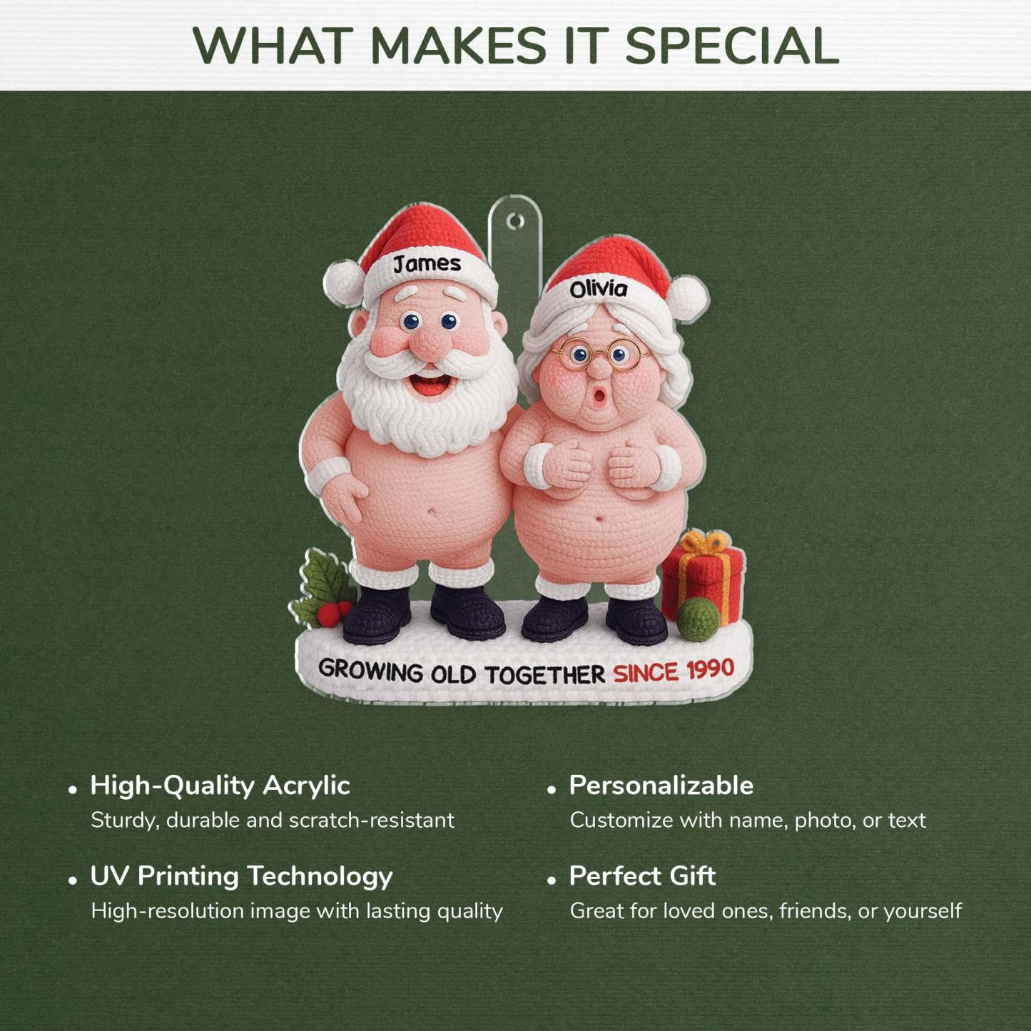 Aangepaste Grappige Houten Ornament - Gepersonaliseerde Verjaardag Kerst Huwelijksgeschenken Voor Man En Vrouw, Hem En Haar - Gezellige Kerst Met Jou - SokkenFoto
