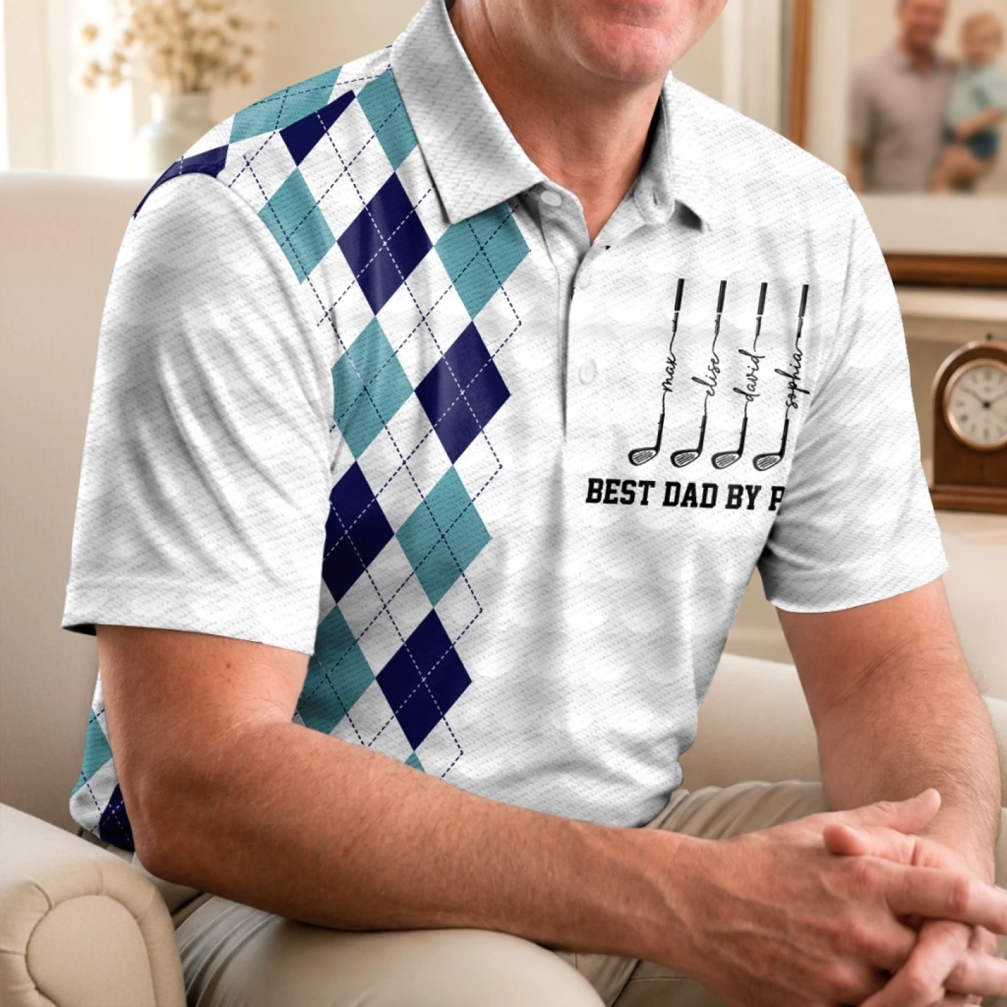 Op maat gemaakt poloshirt met all-over print - Gepersonaliseerde vaderdagverjaardagsgolfcadeaus voor papa, opa - Nog een dag, nog een ronde - SokkenFoto